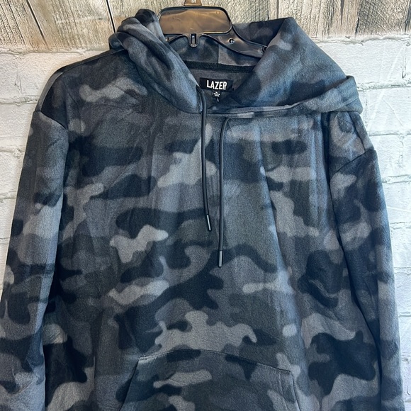 Lazer Lazer Mens Polar Fleece Pullover Hoodie Camo Gray - Picture 3 of 7